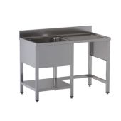 Lavello/Lavatoio Acciaio Inox Una Vasca con Sgocciolatoio su gambe con ripiano inferiore Con vano incasso pattumiera Modello GPD/S126