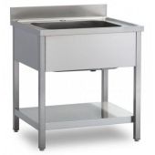 Lavello/Lavatoio Acciaio Inox una Vasca su gambe Con ripiano inferiore Modello G1V067