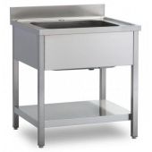 Lavello/Lavatoio Acciaio Inox una Vasca su gambe Con ripiano inferiore Modello G1V077