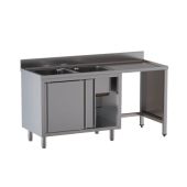 Lavello/Lavatoio Armadiato Acciaio Inox Due Vasche con Sgocciolatoio con vano incasso pattumiera Modello A2VPS/D167