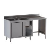 Lavello/Lavatoio Armadiato Acciaio Inox Due Vasche con Sgocciolatoio con vano incasso pattumiera Modello A2VPS/D206