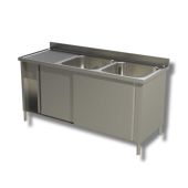 Lavello/Lavatoio Armadiato Acciaio Inox Due Vasche con Sgocciolatoio Modello A2VGS/D206