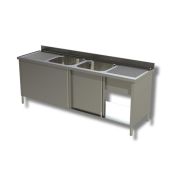 Lavello/Lavatoio Armadiato Acciaio Inox Due Vasche due Sgocciolatoio Modello A2V2G227