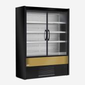 Espositore verticale murale refrigerato Zoin Modello Olimpo OI150PSVG-B Porte battenti Adatto per l'esposizione di bevande, latte, gastronomia fredda, prodotti preconfezionati, latticini Refrigerazione ventilata gruppo incorporato