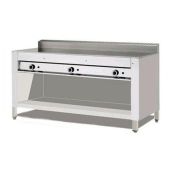 Piastra per piadine a gas CP12 Piana in ferro su mobile inox