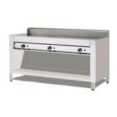 Piastra per piadine a gas CP12 Piana in acciaio inox su mobile inox