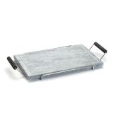 Pietra ollare rettangolare Telaio cromato e manici a faggio 25x40 cm Modello POR2540