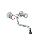 Rubinetto Biforo a muro - canna girevole "S" L22cm MNL  Modello R0102010219