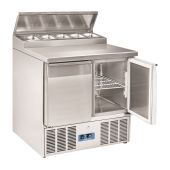 Saladette refrigerata GN1/1 con top sandwich in acciaio inox Modello CRS90A - 2 porte autochiudenti Refrigerazione statica