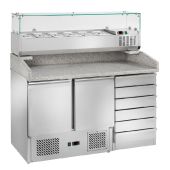 Saladette refrigerata per pizzeria con vetrinetta Modello AK903PD+AK14433 6xGN 1/4