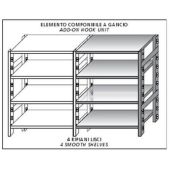 Scaffali inox a gancio IXP 4 ripiani lisci SC418LCG Elemento componibile