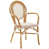 Sedia\Poltrona da esterno impilabile TESR Struttura in alluminio verniciato bambù, tessuto in textilene Modello 056-AM02