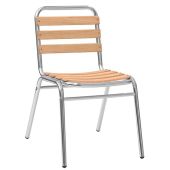 Sedia da esterno impilabile TESR Struttura in alluminio anodizzato, Ø 28 x 1,8 mm, doghe in legno di rovere Modello 040-ALW07