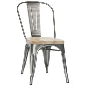 Sedia da interno impilabile TESR Struttura in metallo verniciato e vernice trasparente Seduta in legno Modello 1066-MC001TW
