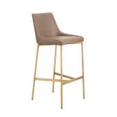 Sgabello da interno TESR Struttura in metallo, colore ottone satinato, seduta e schienale imbottiti, rivestimento in tessuto o ecopelle Modello 471-GA3