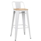 Sgabello da interno TESR Struttura in metallo verniciato Seduta in legno Modello 1083-MC012W