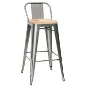 Sgabello da interno TESR Struttura in metallo verniciato e vernice trasparente Seduta in legno Modello 1068-MC012PTW
