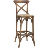 Sgabello da interno TESR Struttura in legno Seduta in rattan Modello 1321-HT37