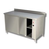 Tavolo Armadiato Caldo Inox con porte scorrevoli Con alzatina Modello AC147A