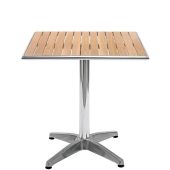 Tavolo da esterno TESR con base in alluminio, piano in legno Modello 111-MTW006C