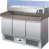 Tavolo refrigerato/Banco Pizza Statico Modello S903PZ+RI14038V GLASS  tre porte