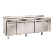Tavolo Refrigerato in acciaio inox con alzatina Modello SF4200 Refrigerazione ventilata 4 Porte autochiudenti