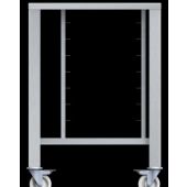 Tavolo con Ruote in aisi 430 con supporti universali Modello ETRS411 Capacità: 6 teglie 1/1 GN, vassoi e griglie 600x400 mm LxPxH 785x670x883 mm Per EF 311, EF 364, EF 411 ed EF 464 (in tutte le versioni escluso Touch Line)