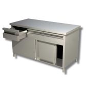 Tavolo Armadiato Inox con porte scorrevoli Senza alzatina con 4 cassetti Modello A4C186