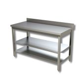 Tavolo da lavoro Acciaio Inox Con alzatina con 2 ripiani Modello G2R167A