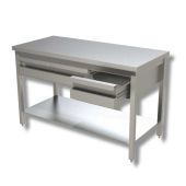 Tavolo da lavoro Acciaio Inox Senza alzatina con 4 cassetti Modello G4C207