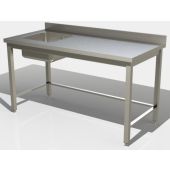 Tavolo da lavoro Acciaio Inox Con alzatina Con Vasca Con telaio/cornice Modello GSR1VS/D207A