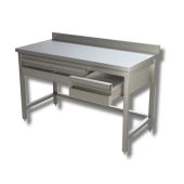 Tavolo da lavoro Acciaio Inox Con alzatina con 3 cassetti con telaio/cornice Modello GSR3C147A