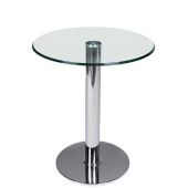 Tavolo da interno TESR Base in acciaio cromato Piano in vetro temperato Modello 537-CS205