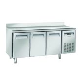 Tavolo Refrigerato TROPICALIZZATO GN1/1 in acciaio inox Refrigerazione ventilata 3 Porte in acciaio inox Modello QN3200 con alzatina
