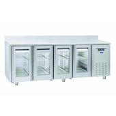 Tavolo Refrigerato Ventilato TROPICALIZZATO con  Porte autochidenti Modello QRG4200SG con alzatina MOTORE REMOTO