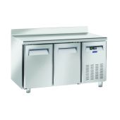 Tavolo Refrigerato TROPICALIZZATO GN1/1 in acciaio inox Refrigerazione ventilata MOTORE REMOTO 2 Porte in acciaio inox Modello QN2200SG con alzatina