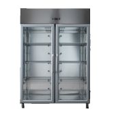 Armadio Frigo Refrigerato In acciaio inox GN2/1 Modello AF14PKMBTPV Monoblocco temperatura negativa due porte a vetro