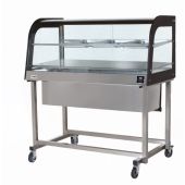 Termovetrina con carrello e mensola SDF Struttura in acciaio inox Temperatura °C +30 /+ 90 Controllo termostatico Vetri curvi Capacità N. 3 VASSOI cm 30x60 Dim. Cm L 100 x P 70 x H 140 Modello TCM100EC
