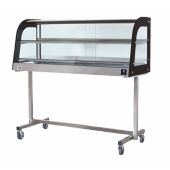 Termovetrina con carrello SDF Struttura in acciaio inox Temperatura °C +30 /+ 90 Controllo termostatico Vetri curvi Capacità N. 3 VASSOI cm 30x45 Dim. Cm L 100 x P 53 x H 140 Modello TC100C