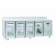 Tavolo Refrigerato Ventilato TROPICALIZZATO con Porte autochidenti Modello QRG4200SG con alzatina MOTORE REMOTO