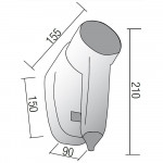 Asciugacapelli\Phon STK supporto da parete 1200W, 2 velocità  Regolatore di potenza e flusso dell'aria Modello HD21