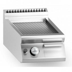 Fry top a gas piastra rigata cromata MDLR Modello CL9040FTRGSCRT