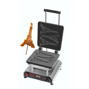 Piastra per Waffel con piastra per 3 waffel da 13x200x20 mm a forma di tour eiffel, su stecco Modello THERMOCOOK 1 + W-TC-EIFFEL