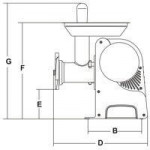 Tritacarne Modello TC22 DAKOTA Produzione oraria kg/h. 120
