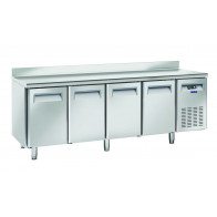 Tavolo Refrigerato TROPICALIZZATO GN1/1 in acciaio inox Refrigerazione ventilata 4 Porte in acciaio inox Modello QN4200 con alzatina