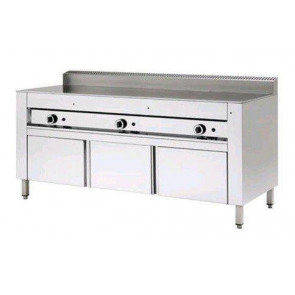 Cuocipiada a gas PL Modello CP12  Piana in acciaio inox Su vano inox con ante Capacità 12 piadine