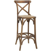 Sgabello da interno TESR Struttura in legno Seduta in rattan Modello 1321-HT37