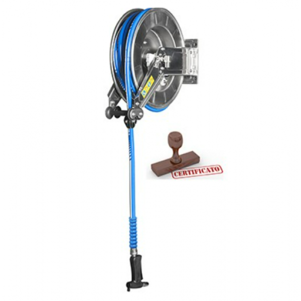 Gruppo lavaggio con avvolgitubo in acciaio inox (10m), pistola nito e tubo con certificazione alimentare MNL Modello SR000000031X