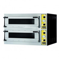 Forno Elettrico Meccanico per pizza PF 2 camere di cottura Porta a vetro N. Pizze 4 +4(Ø cm 32) Modello ALFA 44