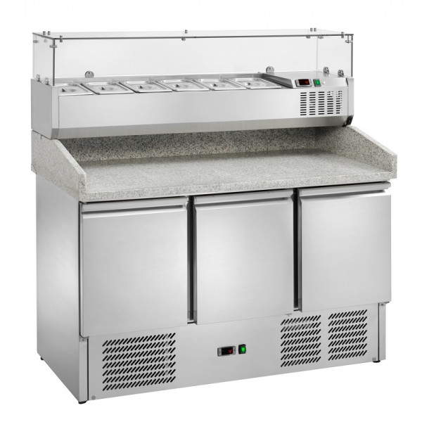 Saladette refrigerata per pizzeria con vetrinetta Modello AK943PZ+AK14433 6xGN 1/4